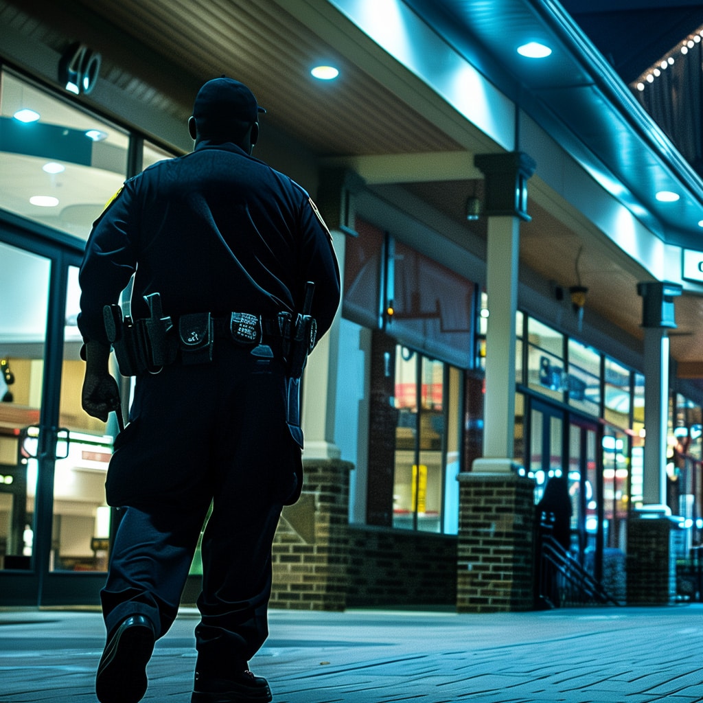 a-day-in-the-life-of-Marlton-Security-Guards A photo of security guards conducting a routine patrol inside a corporate office building in Marlton, NJ
